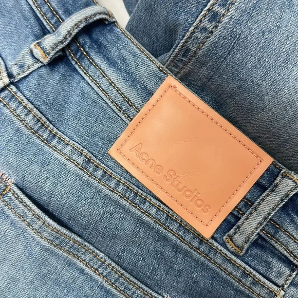Acne Studios Peg Jeans Mid Rise Denim Jean Cotton Stretch Blue Size 26 x 32 - Picture 7 of 8